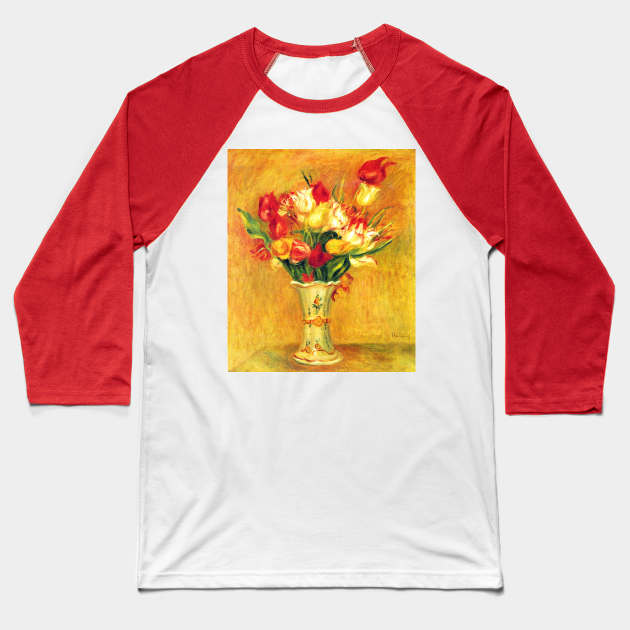 Tulips by Pierre Renoir Baseball T-Shirt by MasterpieceCafe